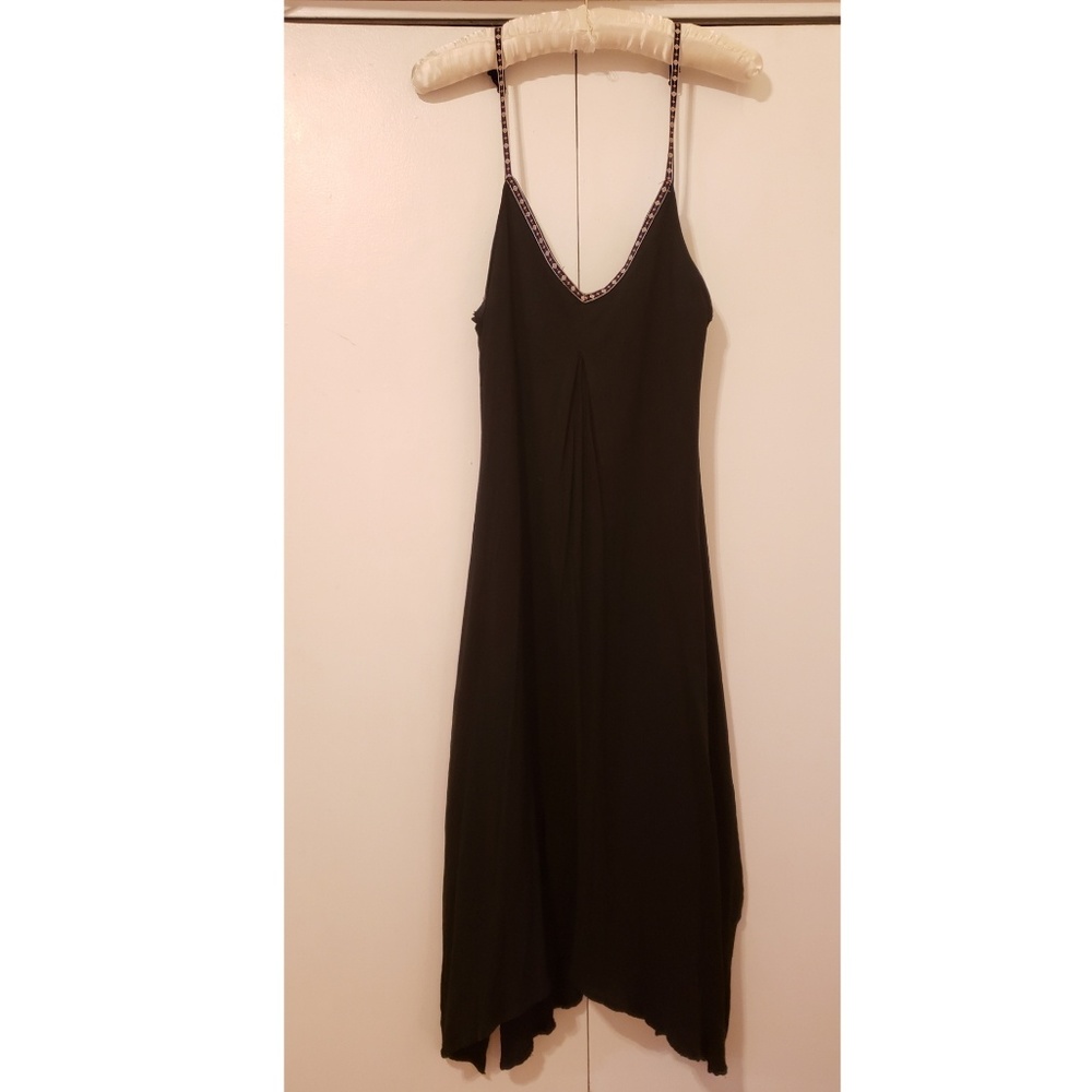 Cute simple black single strap handkerchief dress